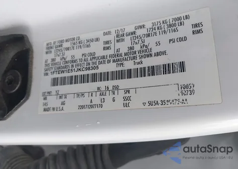 2018 Ford F-150 Xl z USA, uszkodzony, nr VIN 1FTEW1E51JKC98305